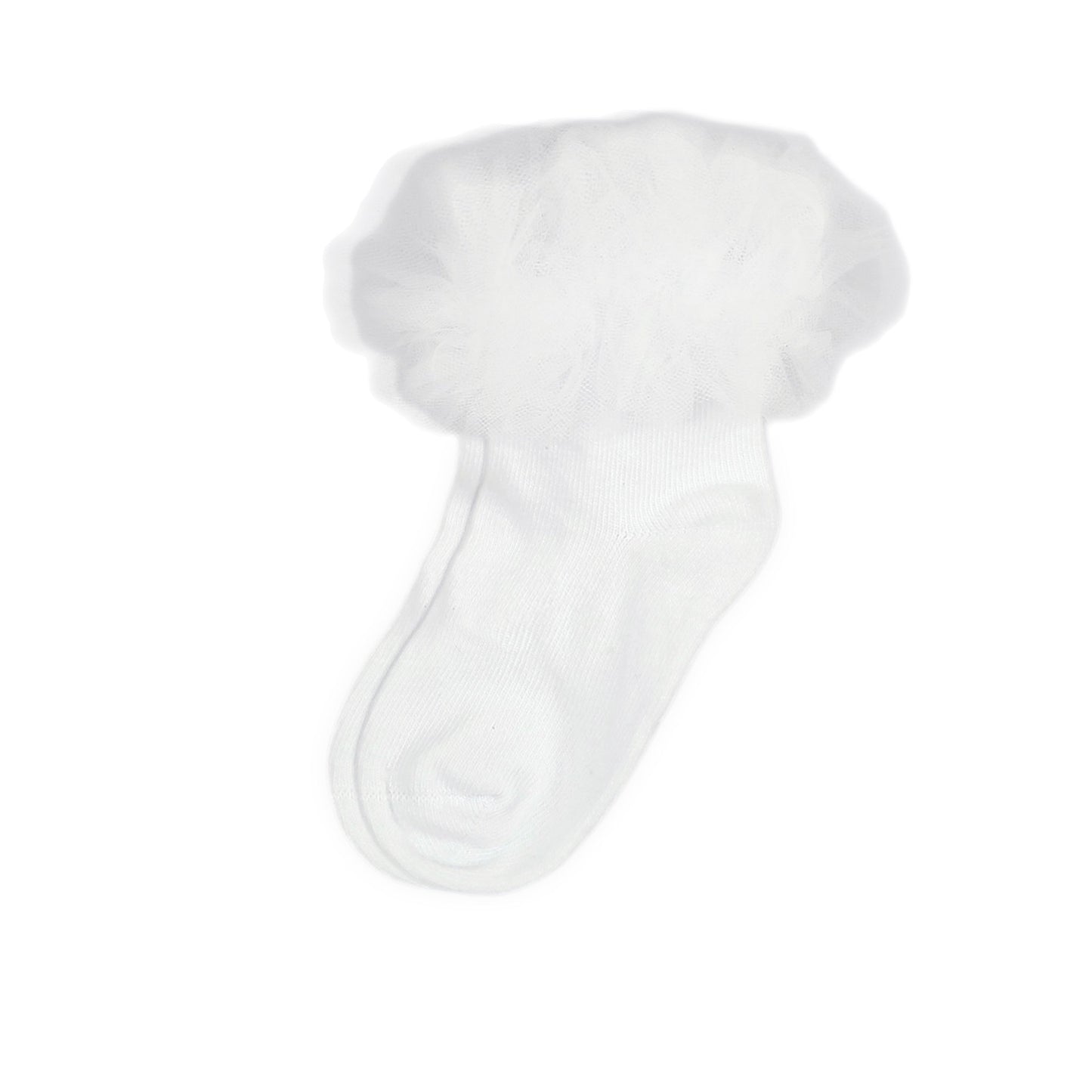 WHITE RUFFLE GIRL SOCKS PK-2