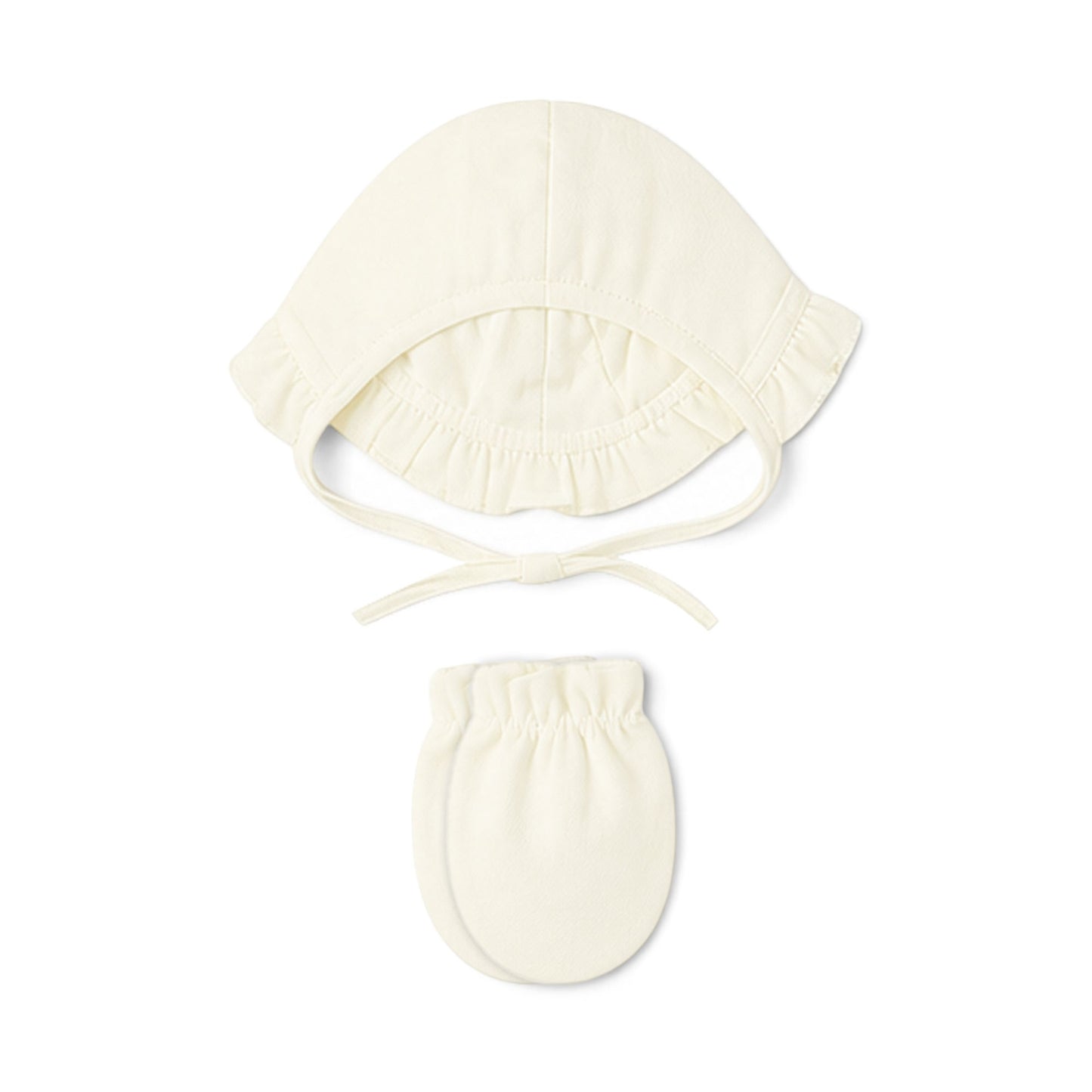 CREAM AND BEIGE RUFFLE-FRONT BABY GIRL GIFT SET