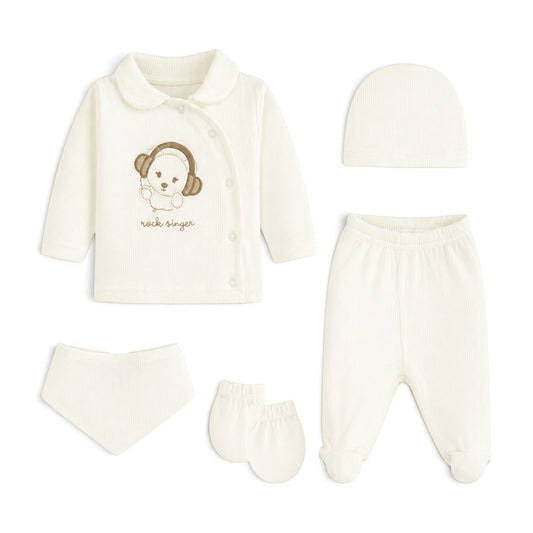 CREAM "ROCK SINGER" BEAR BABY GIRL GIFT SET
