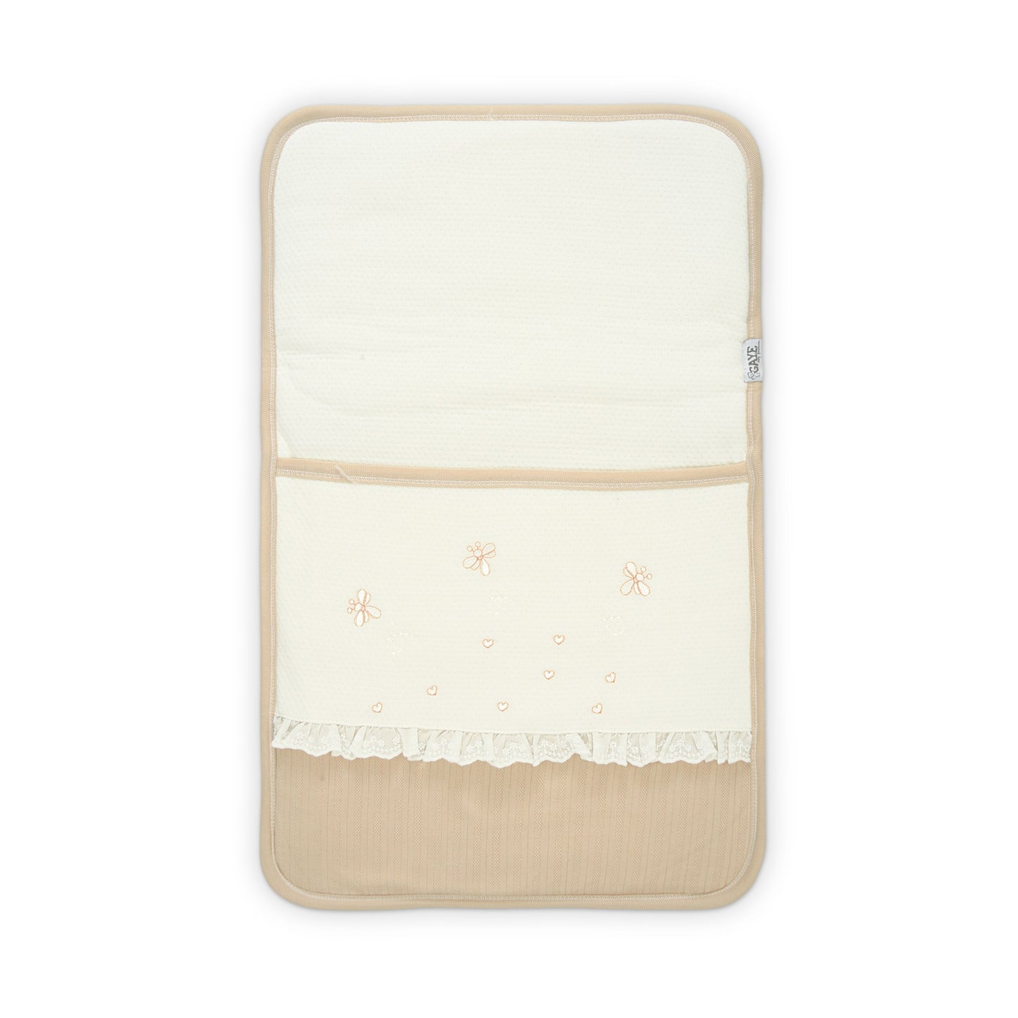 WHITE AND BEIGE EMBROIDERED LACE SLEEPING SET