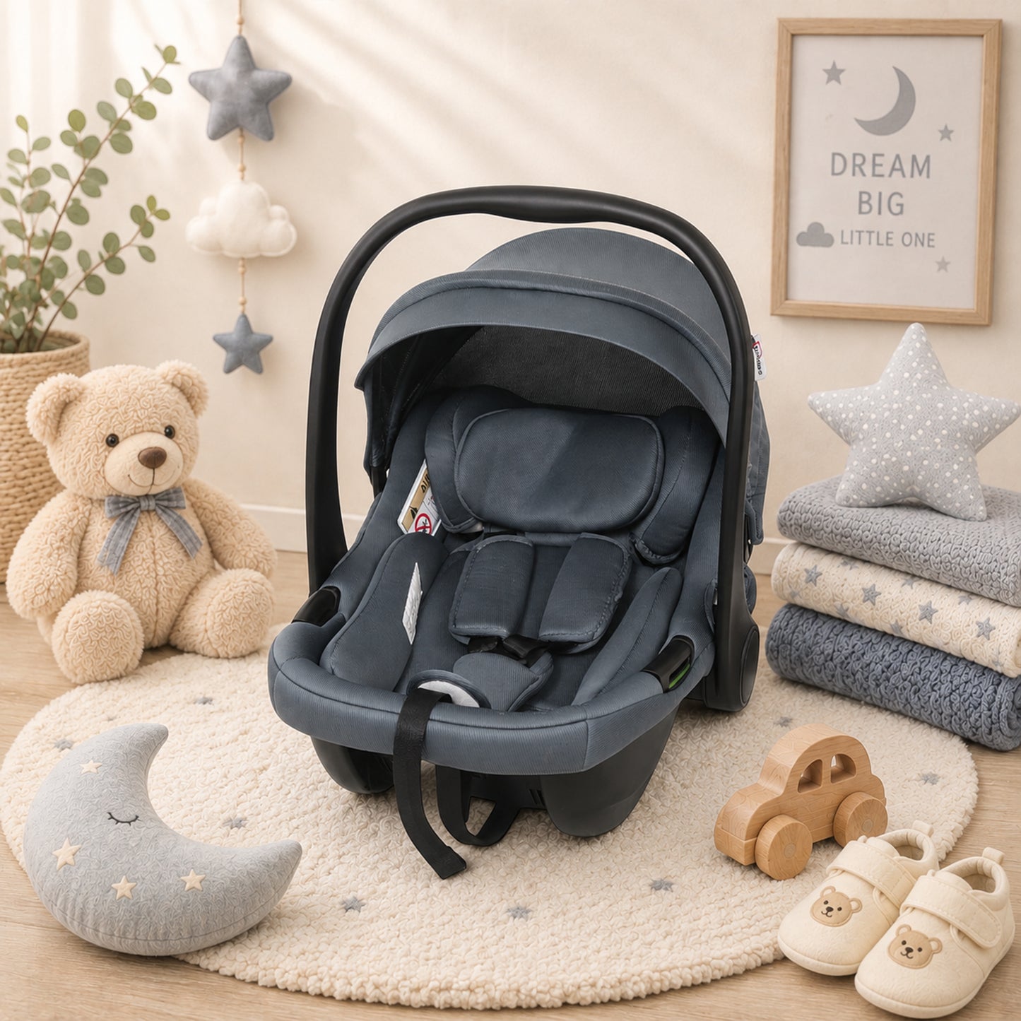 TINNIES INFANT BABY CARRIER CAR SEAT GREY