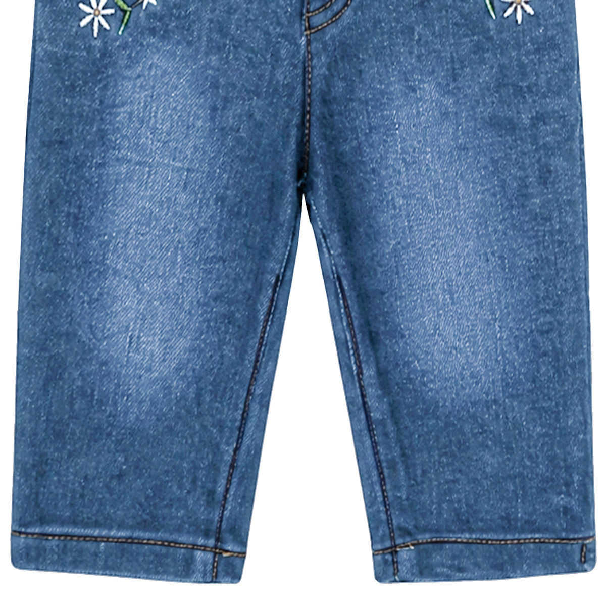BABY GIRL LIGHT WASH EMBROIDERED DENIM JEANS (CAPRI)