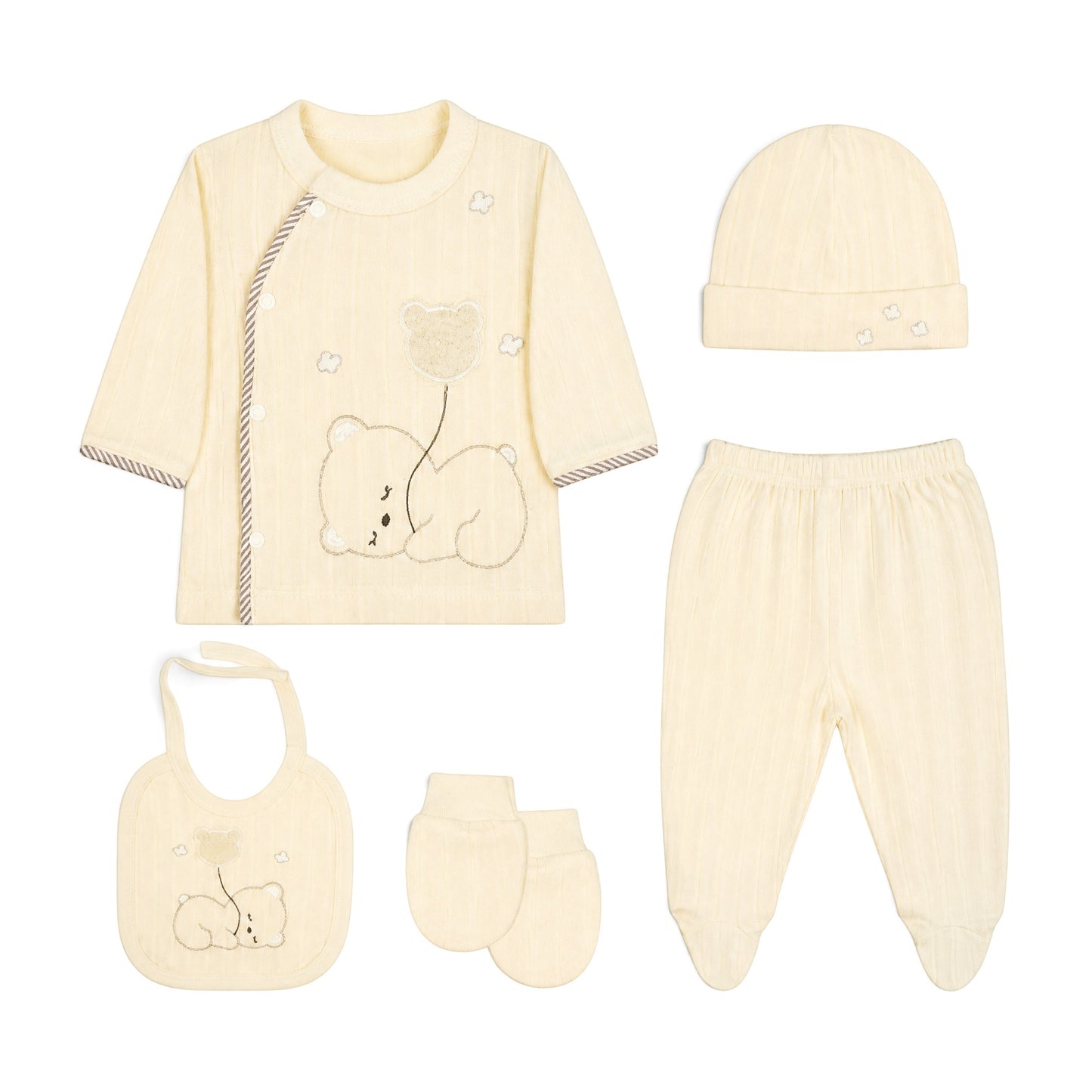 CREAM BEAR WITH BALLOON BABY BOY GIFT SET