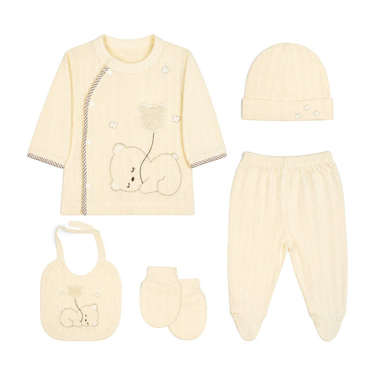 CREAM BEAR WITH BALLOON BABY BOY GIFT SET