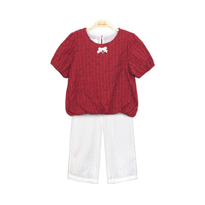 MAROON TEXTURED CHIC SUIT