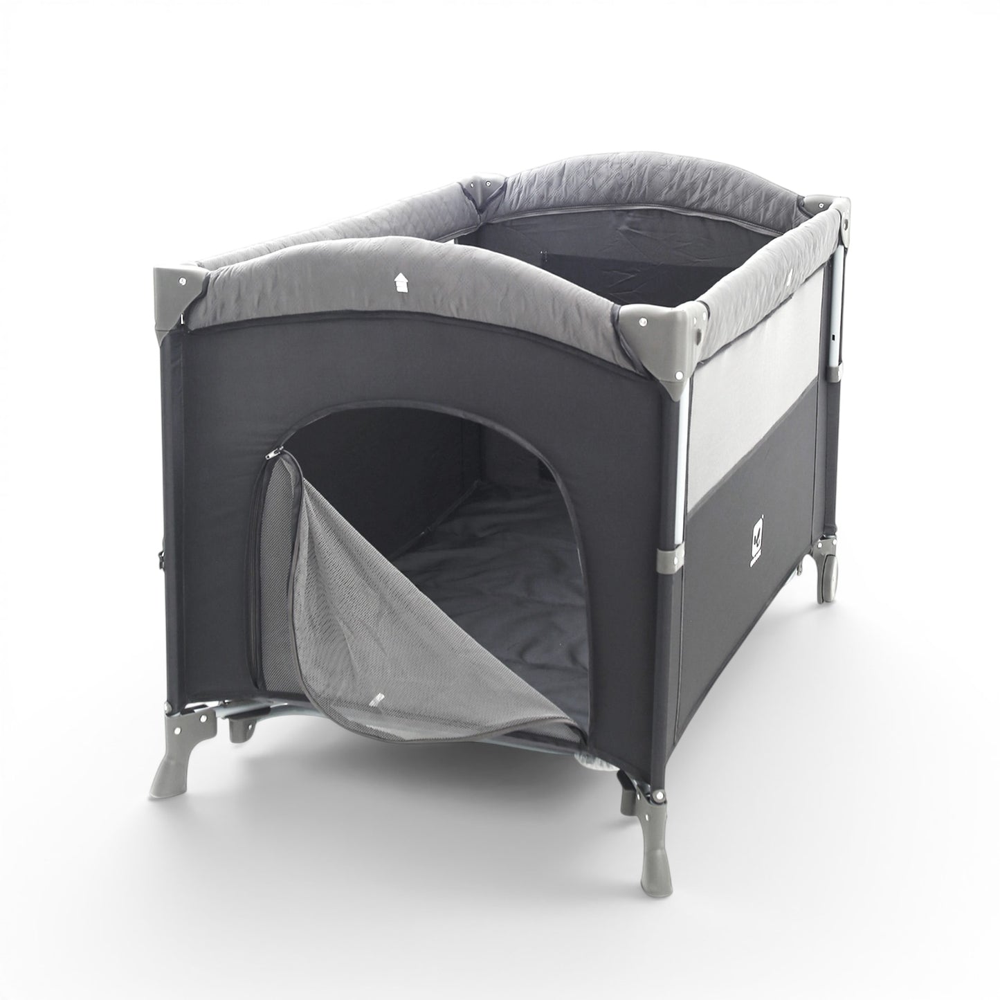 PLAY PEN GREY WITH STORAGE AND MOSQUITO NET