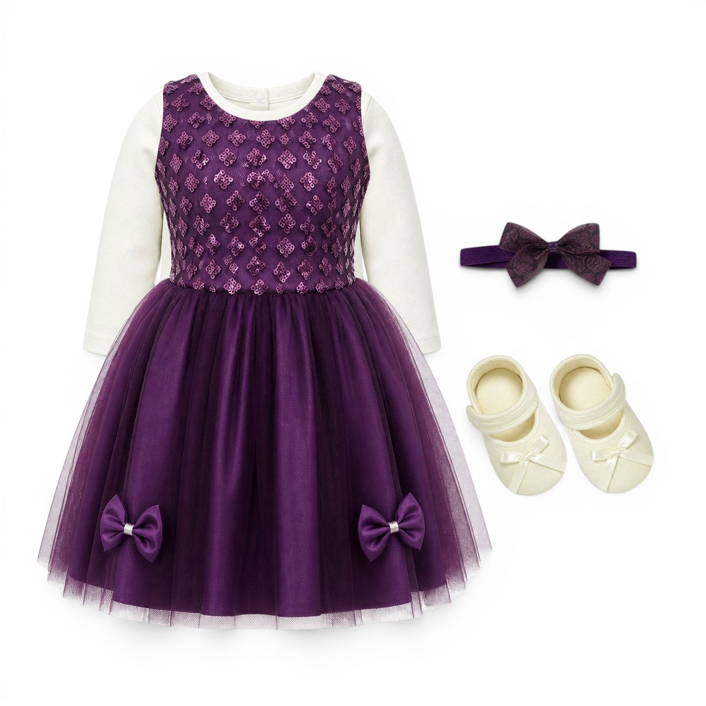 PURPLE BABY GIRL FANCY FROCK GIFT SET