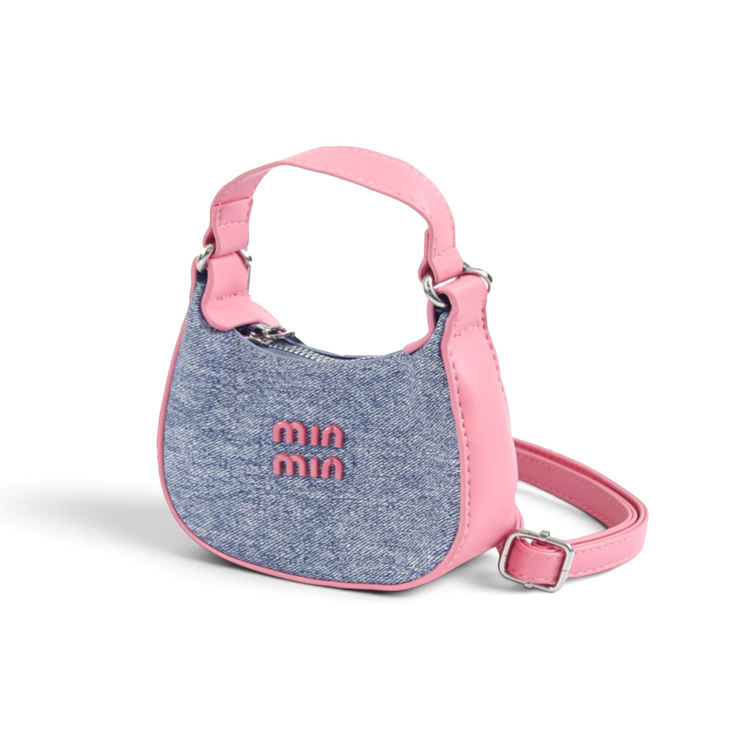 Playful Pink And Denim Mini Shoulder Bag