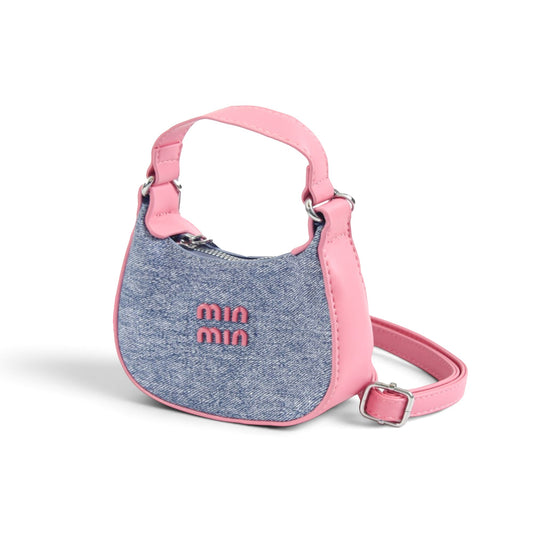 Playful Pink And Denim Mini Shoulder Bag