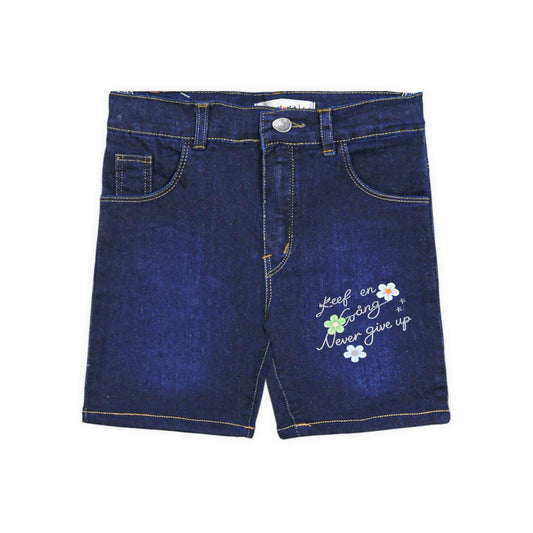 DENIM FLOWER MOTTO SHORT
