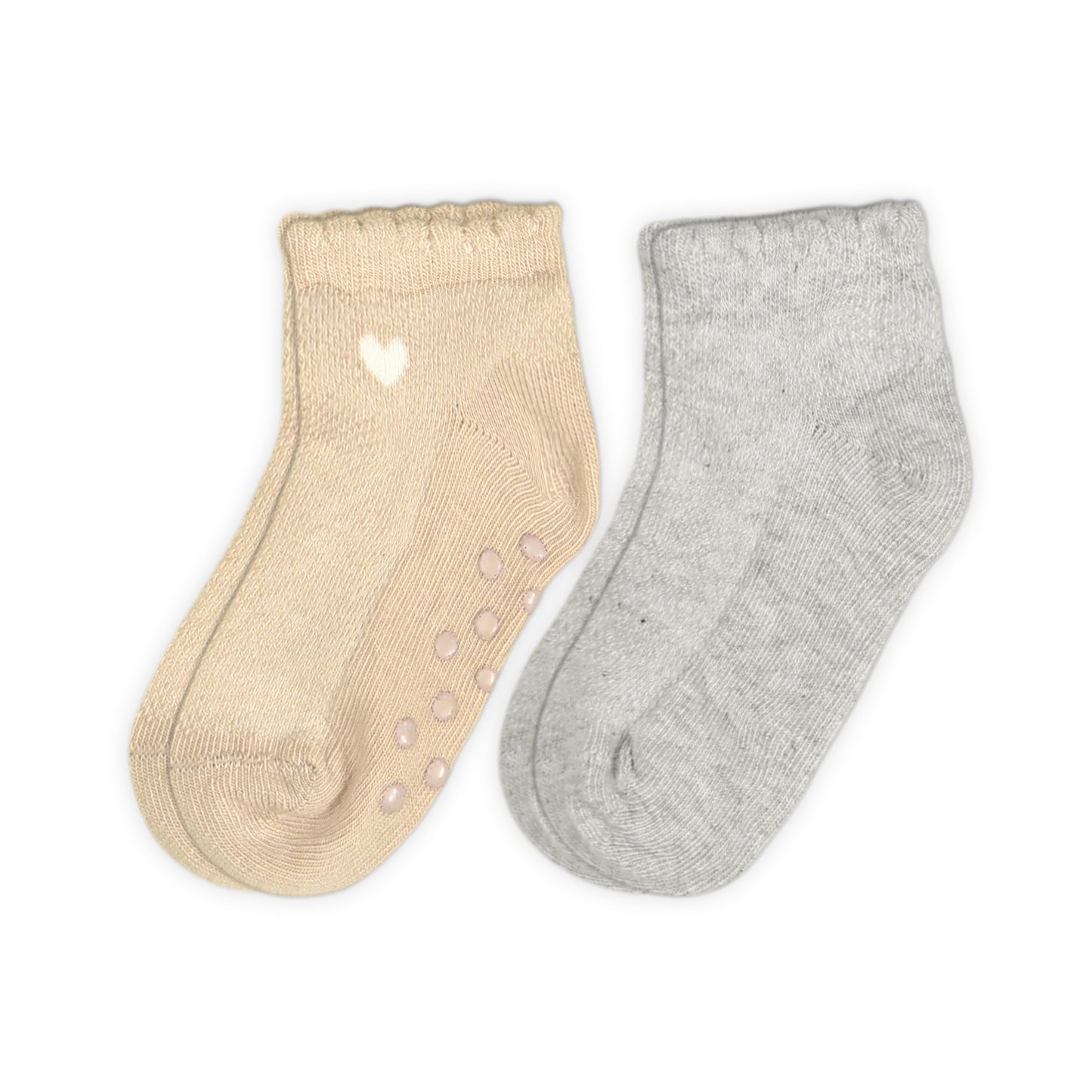 PINK AND GREY GRIP GIRL SOCKS PK-2