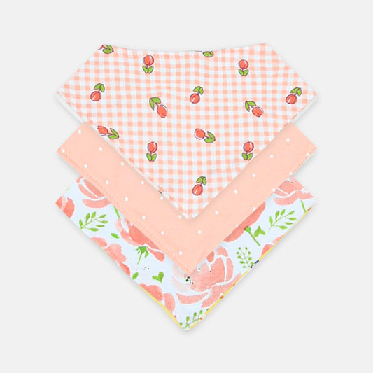 Peach Floral Bandana Bibs (3-Pack)