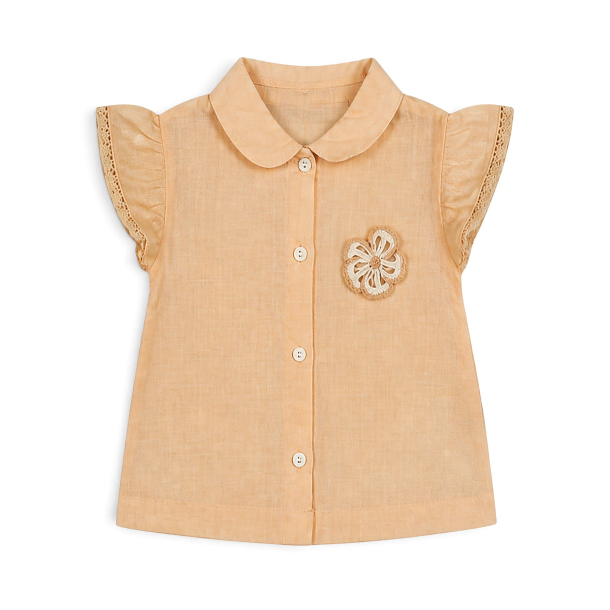 PEACH BLOUSE AND DENIM SHORTS BABY GIRL OUTFIT
