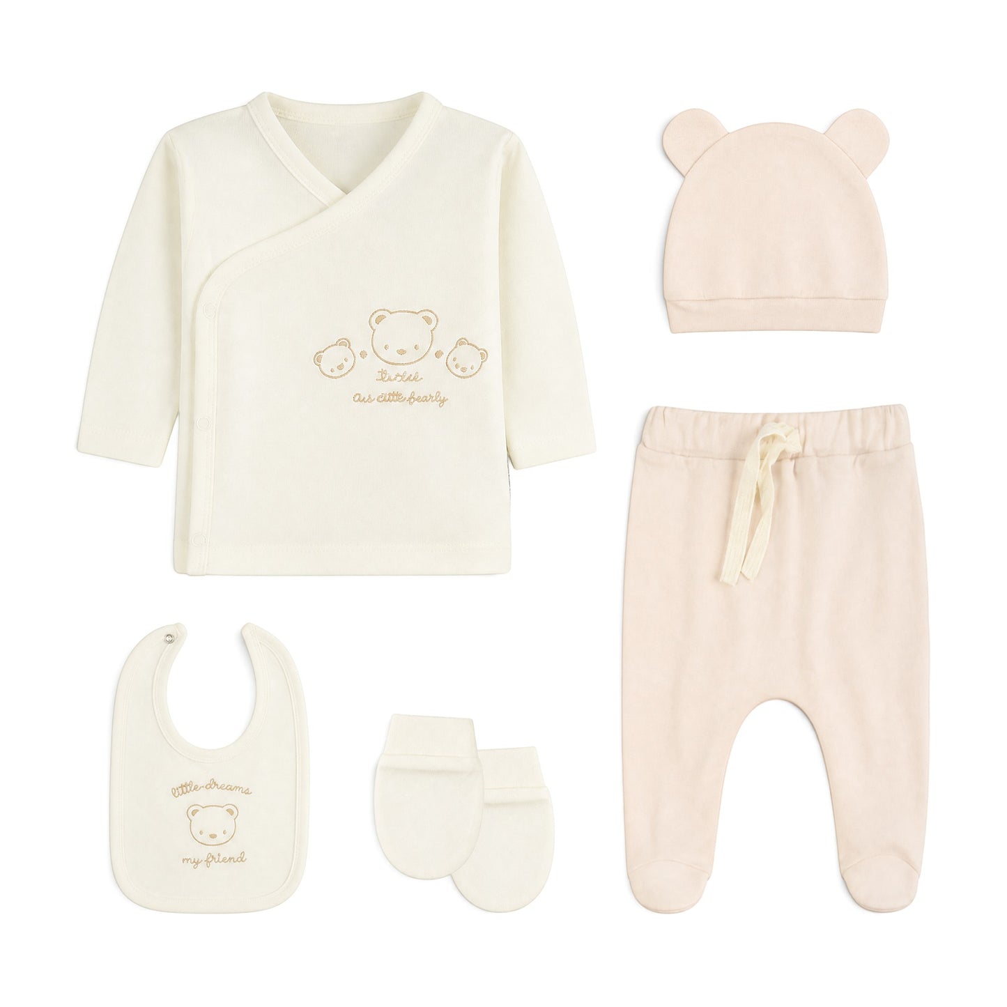 CREAM AND PINK SCENIC PRINT BUNNY BABY GIRL GIFT SET