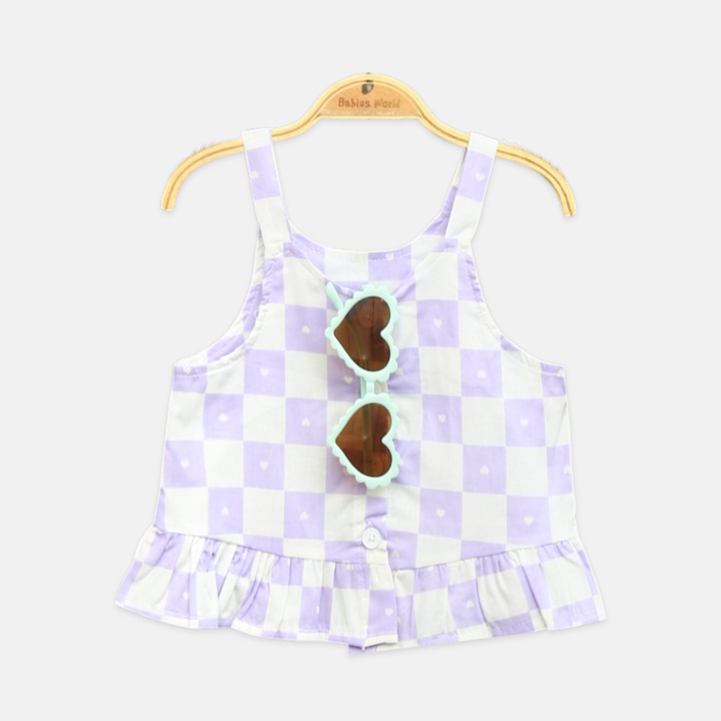 2-Piece Purple Checkered Heart Set