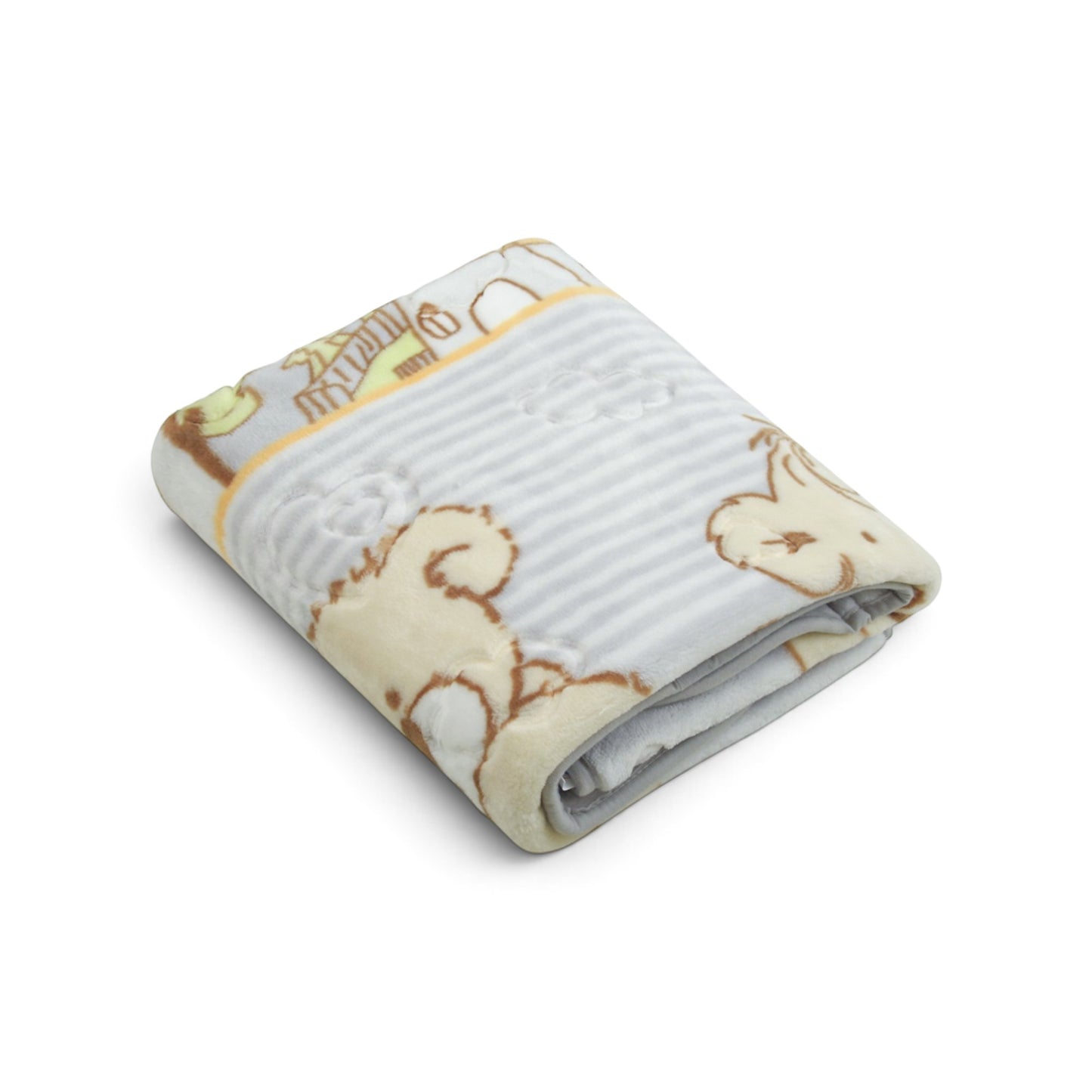 GREY STRIPED TEDDY BEAR BLANKET