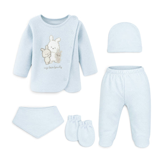 LIGHT BLUE "MY DEAR FAMILY" RABBIT BABY BOY GIFT SET