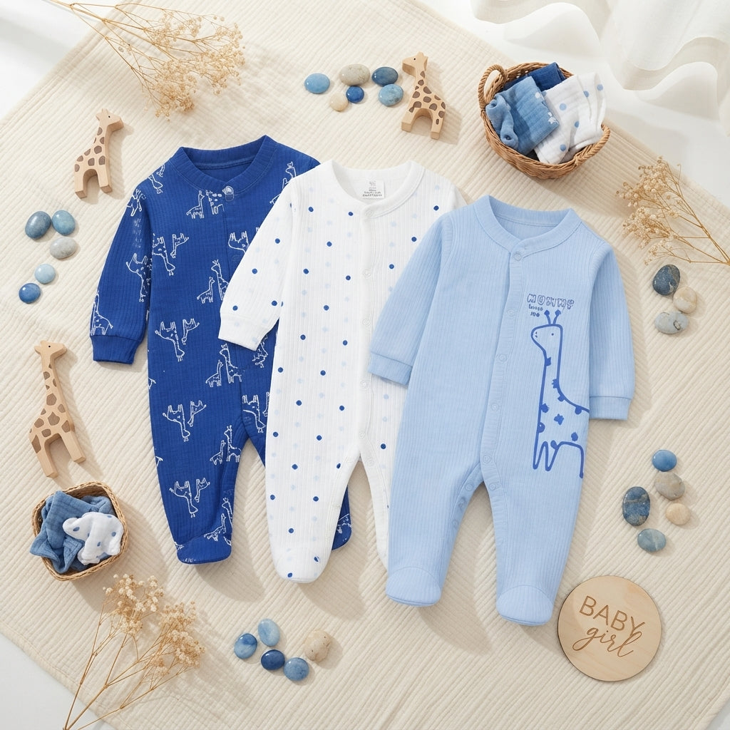 GIRAFFE SLEEP SUITS BOYS PK-3