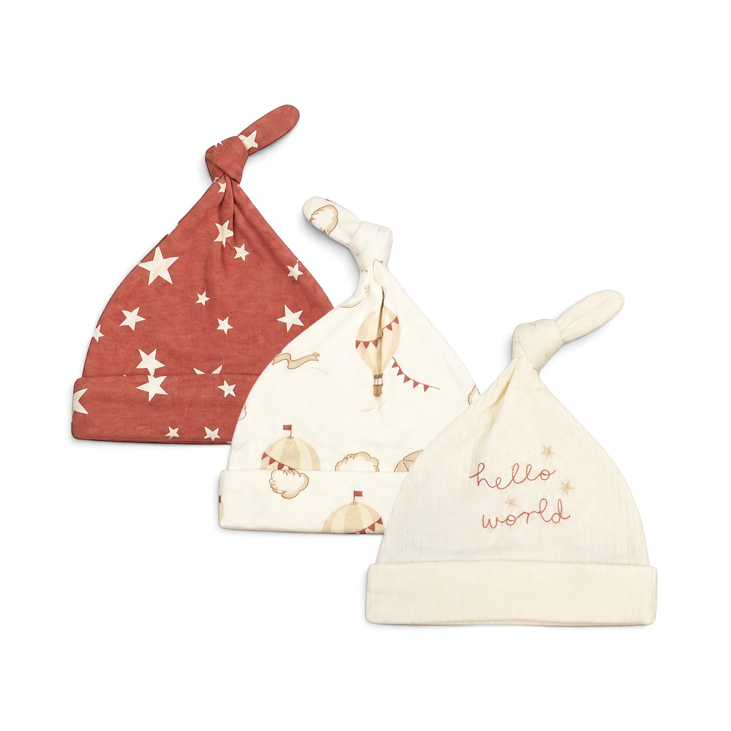 HOT AIR BALLOON KNOTTED BABY CAPS PK-3