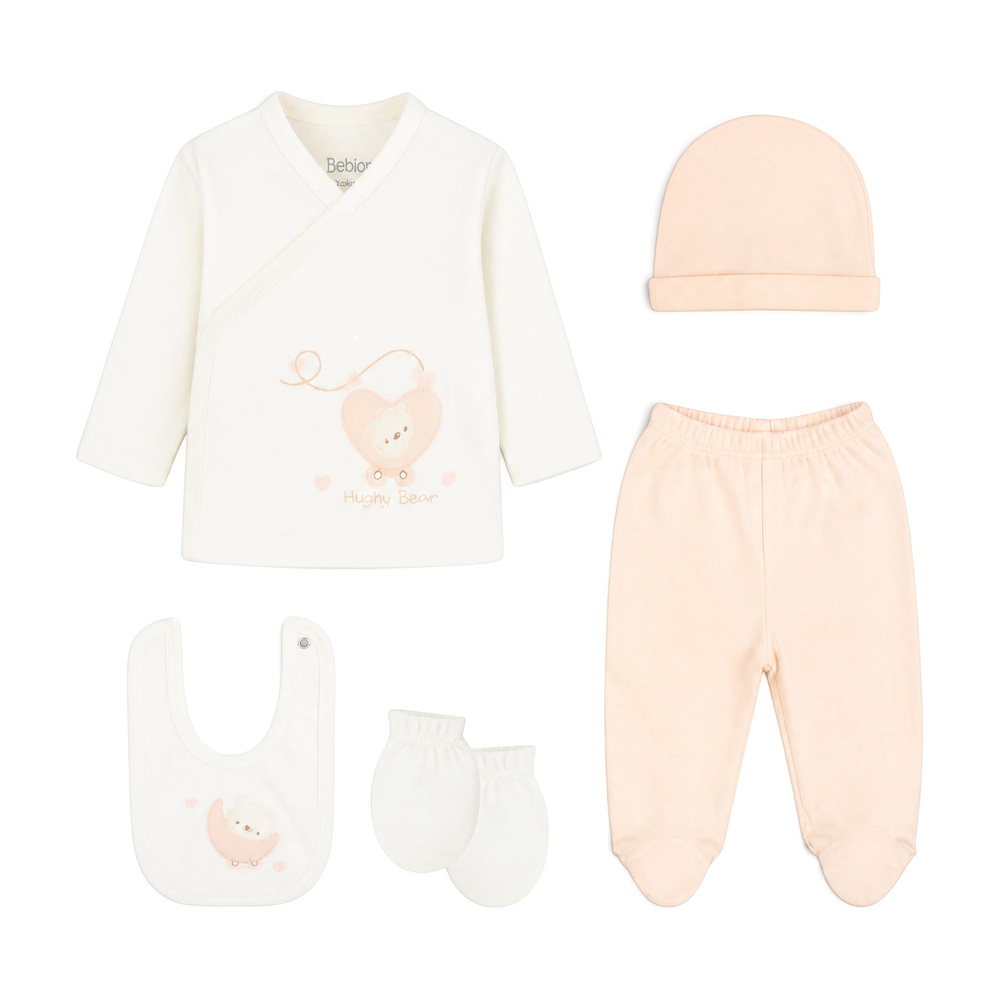 WHITE SLEEPING BEAR ON MOON BABY GIRL GIFT SET