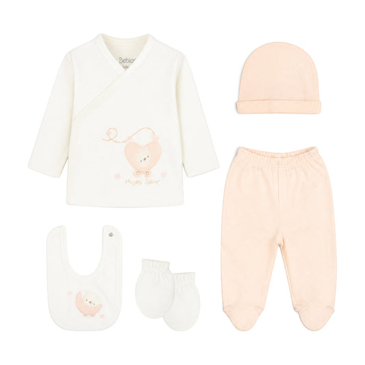 WHITE SLEEPING BEAR ON MOON BABY GIRL GIFT SET