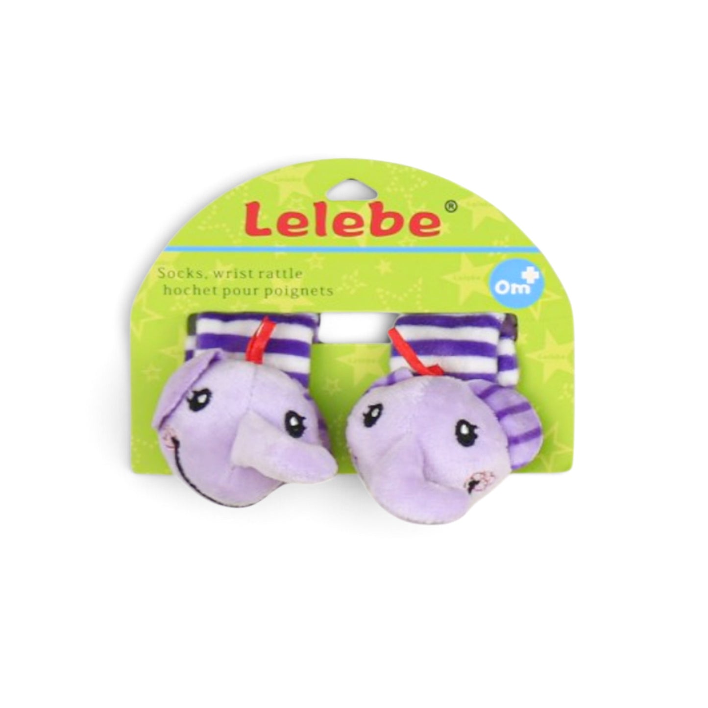LELEBE PURPLE ELEPHANT RATTLE WRIST TOY